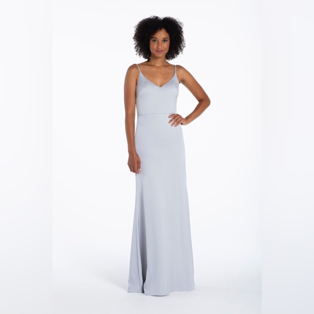 Hayley Paige cloud blue crepe gown